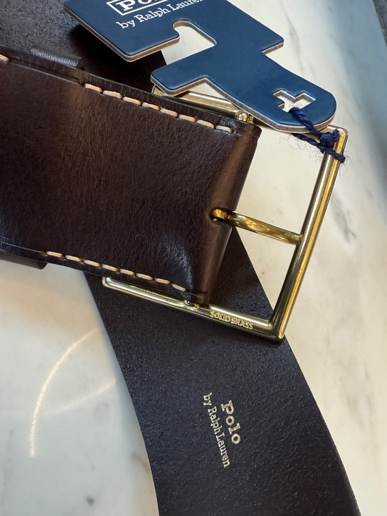 New Polo Ralph Lauren Square-Buckle Wide Leather Belt M